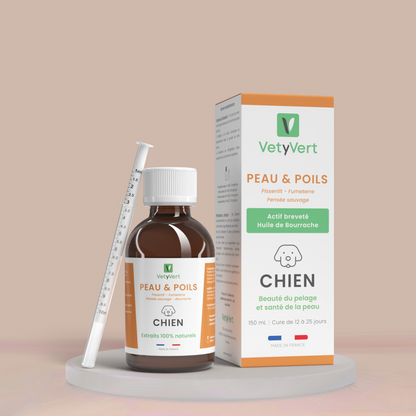 Peau & poils chien : complément alimentaire naturel pour une peau saine et un pelage brillant