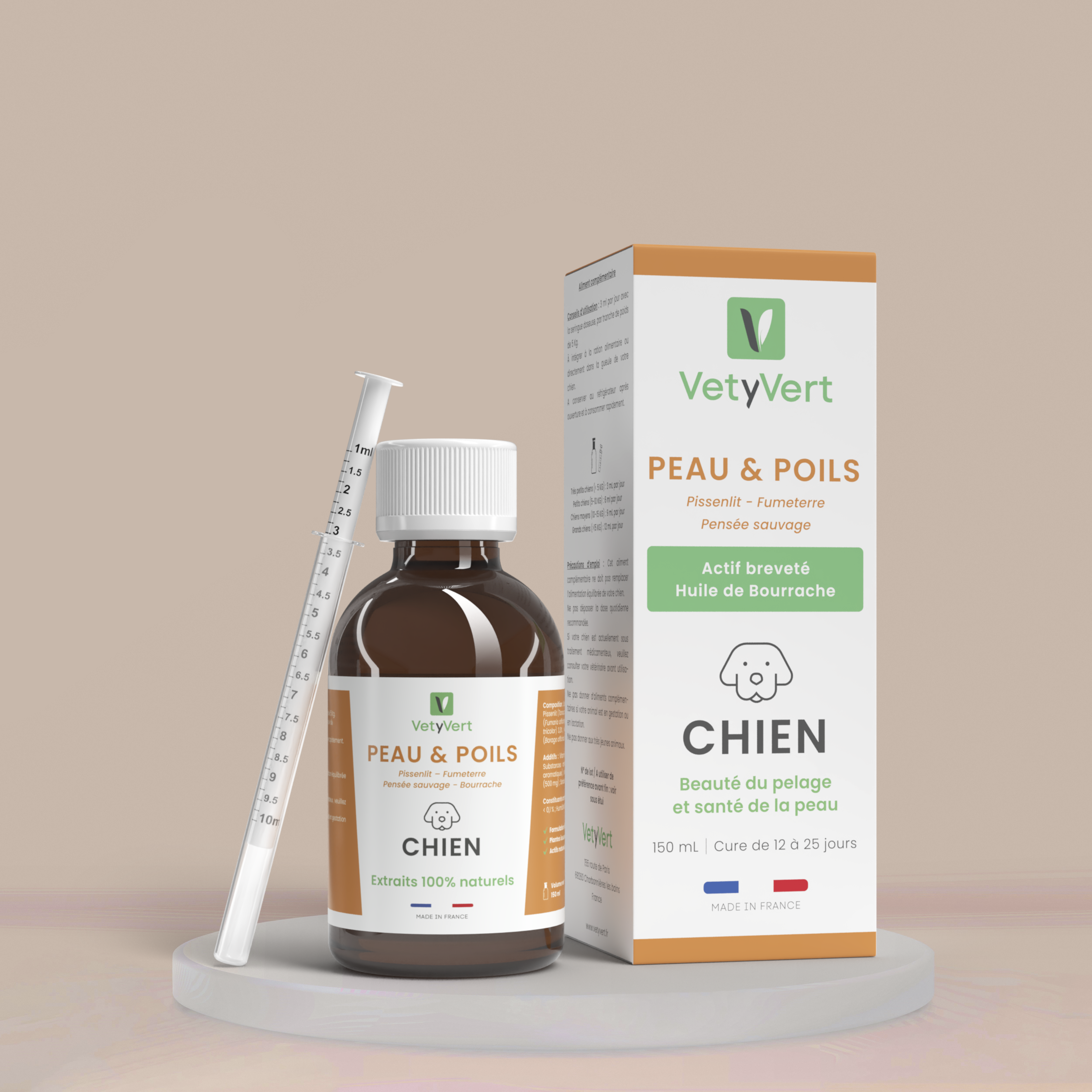 Peau & poils chien : complément alimentaire naturel pour une peau saine et un pelage brillant